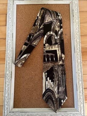 SENSO Black and Beige Architectural Pattern Men’s Tie